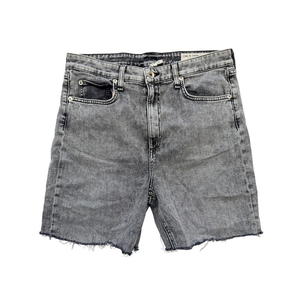 Rag & Bone Shorts Womens 31 Gray Nina High Rise Denim Cutoff Raw‎ Hem Stretch